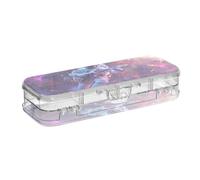 ISAOA Pencil Case Cosmic Astronaunt with Guitar Pencils Box with Snap Lid,Double Deck Clear Stationery Pen Case with 4 Rulers Dividing Pen Storage Organiser for School Office