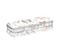 ISAOA Pencil Case Cute Forest Animals Pencils Box with Snap Lid,Double Deck Clear Stationery Pen Case with 4 Rulers Dividing Pen Storage Organiser for School Office