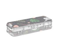 ISAOA Pencil Case Cute Sloths Hanging on The Tree Flower Pencils Box with Snap Lid,Double Deck Clear Stationery Pen Case with 4 Rulers Dividing Pen Storage Organiser for School Office