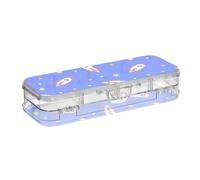 ISAOA Pencil Case Cute Spacecraft with Stars Pencils Box with Snap Lid,Double Deck Clear Stationery Pen Case with 4 Rulers Dividing Pen Storage Organiser for School Office