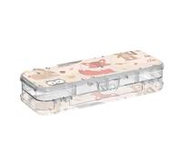 ISAOA Pencil Case Cute Woodland Forest Animals Pencils Box with Snap Lid,Double Deck Clear Stationery Pen Case with 4 Rulers Dividing Pen Storage Organiser for School Office