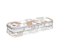 ISAOA Pencil Case Dog Paws Beagle Pencils Box with Snap Lid,Double Deck Clear Stationery Pen Case with 4 Rulers Dividing Pen Storage Organiser for School Office