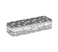 ISAOA Pencil Case Doodle Stars Black and White Pencils Box with Snap Lid,Double Deck Clear Stationery Pen Case with 4 Rulers Dividing Pen Storage Organiser for School Office