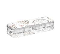 ISAOA Pencil Case Dream Catchers and Flowers_178053294_Original Pencils Box with Snap Lid,Double Deck Clear Stationery Pen Case with 4 Rulers Dividing Pen Storage Organiser for School Office