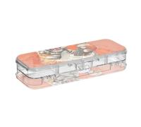 ISAOA Pencil Case Electric Guitar Tiger Pencils Box with Snap Lid,Double Deck Clear Stationery Pen Case with 4 Rulers Dividing Pen Storage Organiser for School Office
