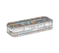 ISAOA Pencil Case Ethnic Seamless in Native Style Pencils Box with Snap Lid,Double Deck Clear Stationery Pen Case with 4 Rulers Dividing Pen Storage Organiser for School Office