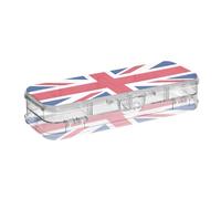 ISAOA Pencil Case Flag of The United Kingdom Pencils Box with Snap Lid,Double Deck Clear Stationery Pen Case with 4 Rulers Dividing Pen Storage Organiser for School Office