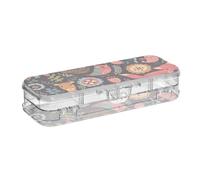 ISAOA Pencil Case Forest Animals and Plants Pencils Box with Snap Lid,Double Deck Clear Stationery Pen Case with 4 Rulers Dividing Pen Storage Organiser for School Office