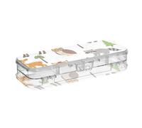 ISAOA Pencil Case Forest Animals and Trees Pencils Box with Snap Lid,Double Deck Clear Stationery Pen Case with 4 Rulers Dividing Pen Storage Organiser for School Office