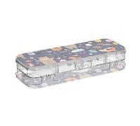 ISAOA Pencil Case Forest Animals Cute Autumn Fox Bear Deer Pencils Box with Snap Lid,Double Deck Clear Stationery Pen Case with 4 Rulers Dividing Pen Storage Organiser for School Office