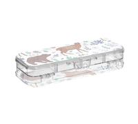 ISAOA Pencil Case Forest Animals Cute Fox Bear Elks Pencils Box with Snap Lid,Double Deck Clear Stationery Pen Case with 4 Rulers Dividing Pen Storage Organiser for School Office