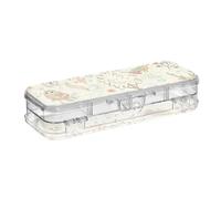 ISAOA Pencil Case Forest Animals Fox Owl Rabbit Pencils Box with Snap Lid,Double Deck Clear Stationery Pen Case with 4 Rulers Dividing Pen Storage Organiser for School Office
