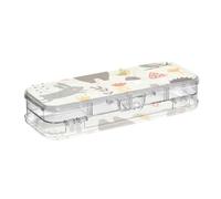 ISAOA Pencil Case Forest Animals Foxes Bear Pencils Box with Snap Lid,Double Deck Clear Stationery Pen Case with 4 Rulers Dividing Pen Storage Organiser for School Office