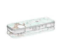 ISAOA Pencil Case Forest Animals Pencils Box with Snap Lid,Double Deck Clear Stationery Pen Case with 4 Rulers Dividing Pen Storage Organiser for School Office