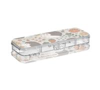 ISAOA Pencil Case Forest Cute Hedgehog Flowers Butterflies Pencils Box with Snap Lid,Double Deck Clear Stationery Pen Case with 4 Rulers Dividing Pen Storage Organiser for School Office