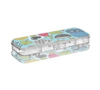 ISAOA Pencil Case Forest Plants and Animals Pencils Box with Snap Lid,Double Deck Clear Stationery Pen Case with 4 Rulers Dividing Pen Storage Organiser for School Office
