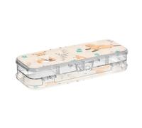 ISAOA Pencil Case Fox Forest Animals Pencils Box with Snap Lid,Double Deck Clear Stationery Pen Case with 4 Rulers Dividing Pen Storage Organiser for School Office