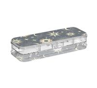ISAOA Pencil Case Golden Moon Sun Magic Pencils Box with Snap Lid,Double Deck Clear Stationery Pen Case with 4 Rulers Dividing Pen Storage Organiser for School Office