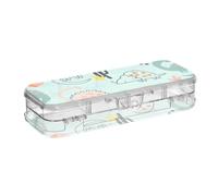 ISAOA Pencil Case Green Dinosaur Animals Dragon Pencils Box with Snap Lid,Double Deck Clear Stationery Pen Case with 4 Rulers Dividing Pen Storage Organiser for School Office