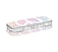ISAOA Pencil Case Hisppie Floral Peace Love Pencils Box with Snap Lid,Double Deck Clear Stationery Pen Case with 4 Rulers Dividing Pen Storage Organiser for School Office