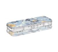 ISAOA Pencil Case Horses Running in The Flowers Pencils Box with Snap Lid,Double Deck Clear Stationery Pen Case with 4 Rulers Dividing Pen Storage Organiser for School Office