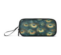 ISAOA Pencil Case, Large Capacity Pen Case with 3 Compartments, Stationery Pouch Beautiful Peacock Feathers for School & Office Supplies