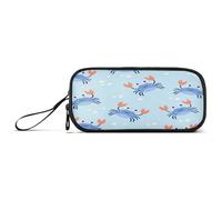 ISAOA Pencil Case, Large Capacity Pen Case with 3 Compartments, Stationery Pouch Blue Orange Crab for School & Office Supplies