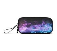 ISAOA Pencil Case, Large Capacity Pen Case with 3 Compartments, Stationery Pouch Blue Purple Flame for School & Office Supplies