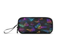 ISAOA Pencil Case, Large Capacity Pen Case with 3 Compartments, Stationery Pouch Colorful Neon Butterfly for School & Office Supplies