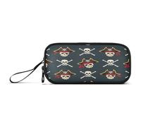 ISAOA Pencil Case, Large Capacity Pen Case with 3 Compartments, Stationery Pouch Cool Pirate Skull Pattern for School & Office Supplies