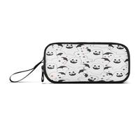 ISAOA Pencil Case, Large Capacity Pen Case with 3 Compartments, Stationery Pouch Cute Line Ghosts for School & Office Supplies