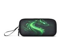 ISAOA Pencil Case, Large Capacity Pen Case with 3 Compartments, Stationery Pouch Flying Beaming Green Dragon for School & Office Supplies