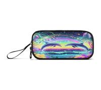 ISAOA Pencil Case, Large Capacity Pen Case with 3 Compartments, Stationery Pouch Glowing Neon Dolphin for School & Office Supplies