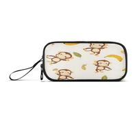 ISAOA Pencil Case, Large Capacity Pen Case with 3 Compartments, Stationery Pouch Monkeys Bananas for School & Office Supplies