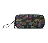 ISAOA Pencil Case, Large Capacity Pen Case with 3 Compartments, Stationery Pouch Neon Leaves for School & Office Supplies