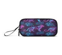 ISAOA Pencil Case, Large Capacity Pen Case with 3 Compartments, Stationery Pouch Neon Tiger Jungle for School & Office Supplies