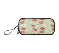 ISAOA Pencil Case, Large Capacity Pen Case with 3 Compartments, Stationery Pouch Red Apple White Flower for School & Office Supplies