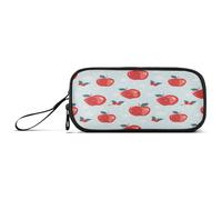 ISAOA Pencil Case, Large Capacity Pen Case with 3 Compartments, Stationery Pouch Red Cherry Apple for School & Office Supplies