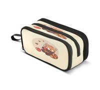 ISAOA Pencil Case, Large Capacity Pen Case with 3 Compartments, Stationery Pouch Red Panda Apple for School & Office Supplies
