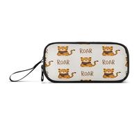 ISAOA Pencil Case, Large Capacity Pen Case with 3 Compartments, Stationery Pouch Scarf Orange Tiger for School & Office Supplies