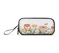 ISAOA Pencil Case, Large Capacity Pen Case with 3 Compartments, Stationery Pouch Tulips Daffodils Spring Flowers for School & Office Supplies