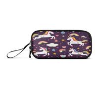 ISAOA Pencil Case, Large Capacity Pen Case with 3 Compartments, Stationery Pouch Unicorn Decorated Rainbow for School & Office Supplies