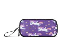 ISAOA Pencil Case, Large Capacity Pen Case with 3 Compartments, Stationery Pouch Unicorn Pentagram Purple for School & Office Supplies