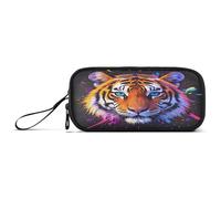 ISAOA Pencil Case, Large Capacity Pen Case with 3 Compartments, Stationery Pouch Watercolor Tiger Head for School & Office Supplies