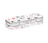 ISAOA Pencil Case Love Dalmatian Pencils Box with Snap Lid,Double Deck Clear Stationery Pen Case with 4 Rulers Dividing Pen Storage Organiser for School Office