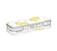 ISAOA Pencil Case Lovely Dinosaur Dragon Pencils Box with Snap Lid,Double Deck Clear Stationery Pen Case with 4 Rulers Dividing Pen Storage Organiser for School Office