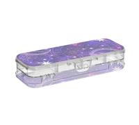 ISAOA Pencil Case Luna Space and Science Galaxy Pencils Box with Snap Lid,Double Deck Clear Stationery Pen Case with 4 Rulers Dividing Pen Storage Organiser for School Office