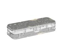 ISAOA Pencil Case Magic Boho Sun Constellation Moon Pencils Box with Snap Lid,Double Deck Clear Stationery Pen Case with 4 Rulers Dividing Pen Storage Organiser for School Office