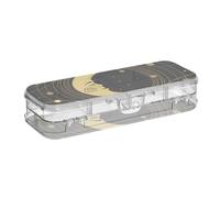 ISAOA Pencil Case Magic Golden Moon Black Pencils Box with Snap Lid,Double Deck Clear Stationery Pen Case with 4 Rulers Dividing Pen Storage Organiser for School Office