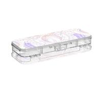ISAOA Pencil Case Magical Astrology Alchemy Pencils Box with Snap Lid,Double Deck Clear Stationery Pen Case with 4 Rulers Dividing Pen Storage Organiser for School Office